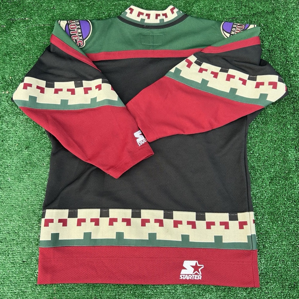 Vintage Starter Phoenix Coyotes NHL Hockey Jersey Kids S/M Black‎ Green Peyote
